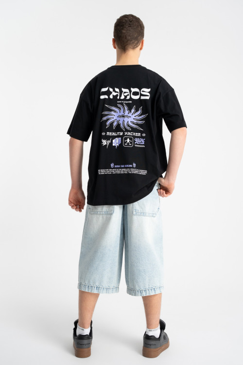 Biały t-shirt OVERSIZE z autorską grafika z tyłu