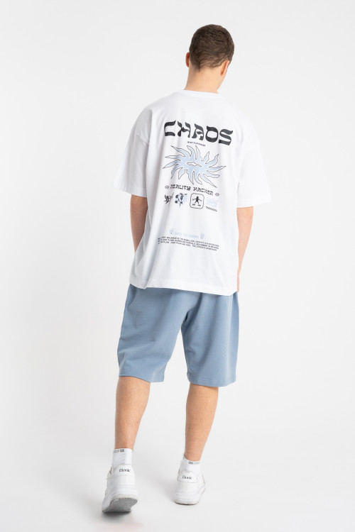 Biały t-shirt OVERSIZE z autorską grafika z tyłu