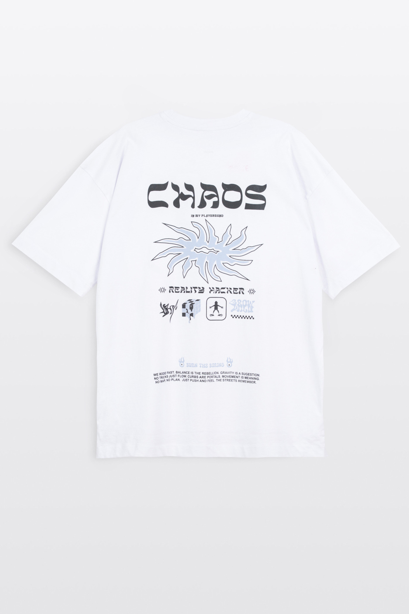 Biały t-shirt OVERSIZE z autorską grafika z tyłu