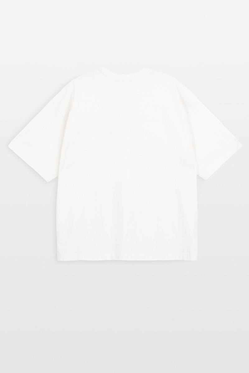 Biały t-shirt OVERSIZE z autorską grafika z przodu
