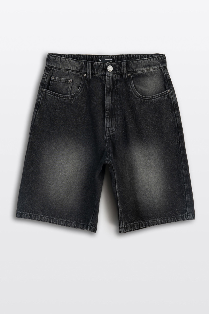 Szare krótkie spodenki jeansowe SKATER