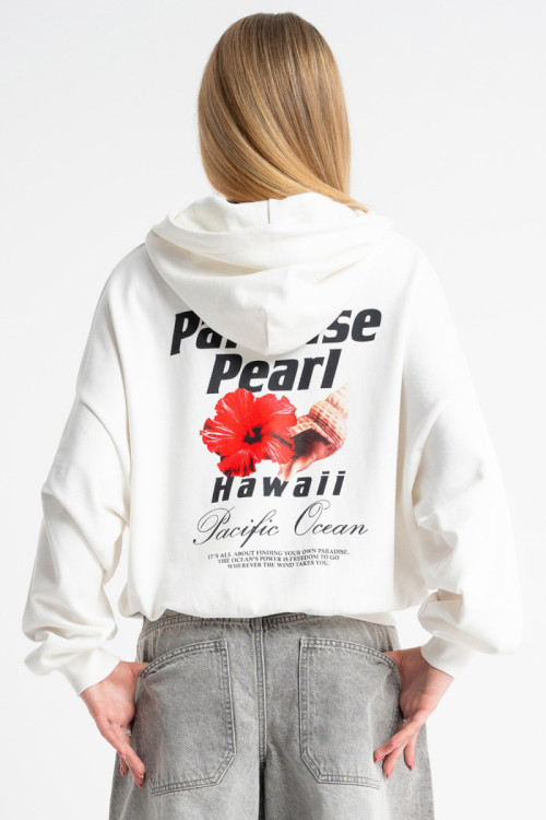 Kremowa bluza z autorską grafiką z tyłu