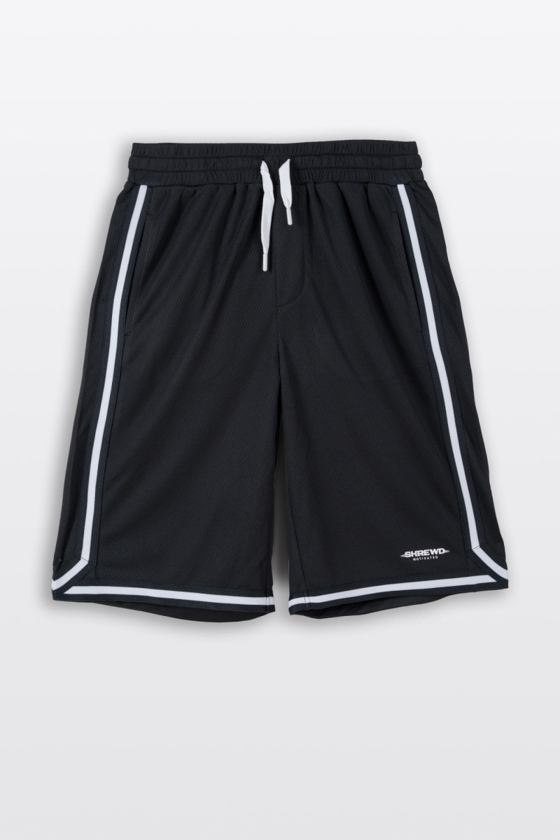 Czarne krótkie spodenki z kontrastowymi lampasami