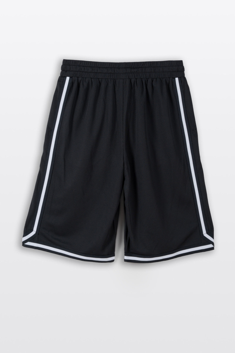 Czarne krótkie spodenki z kontrastowymi lampasami