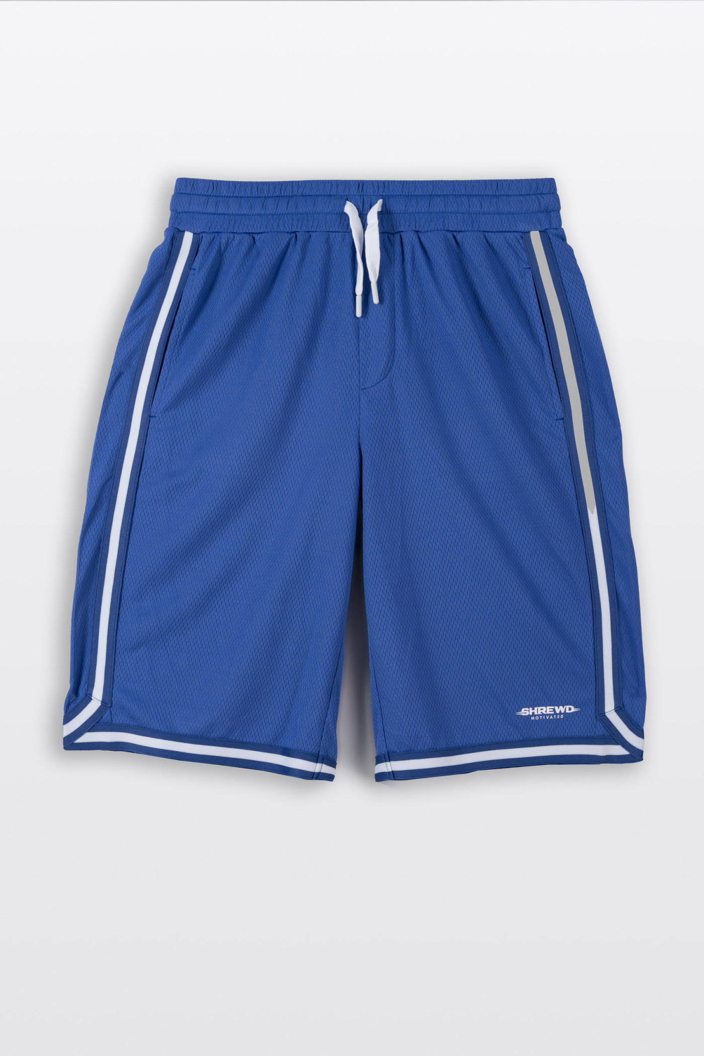 Niebieskie krótkie spodenki z kontrastowymi lampasami