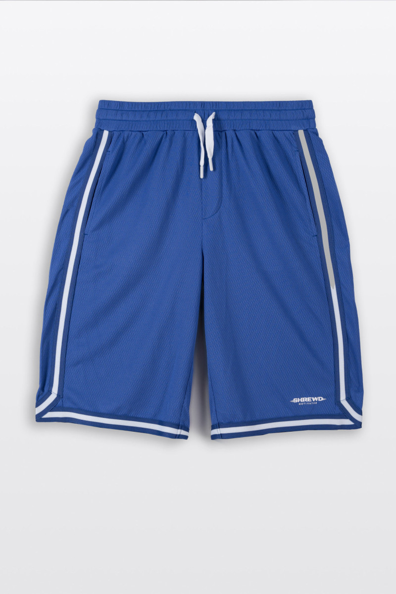 Niebieskie krótkie spodenki z kontrastowymi lampasami