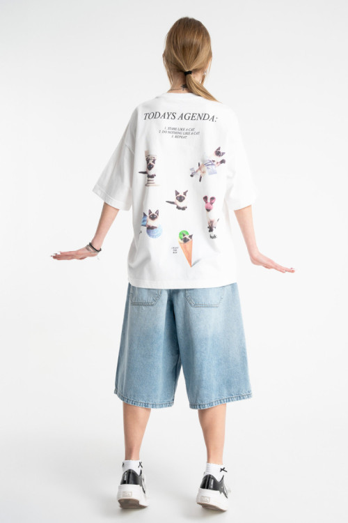 Niebieskie krótkie spodenki jeansowe model JORTS z efektem sprania