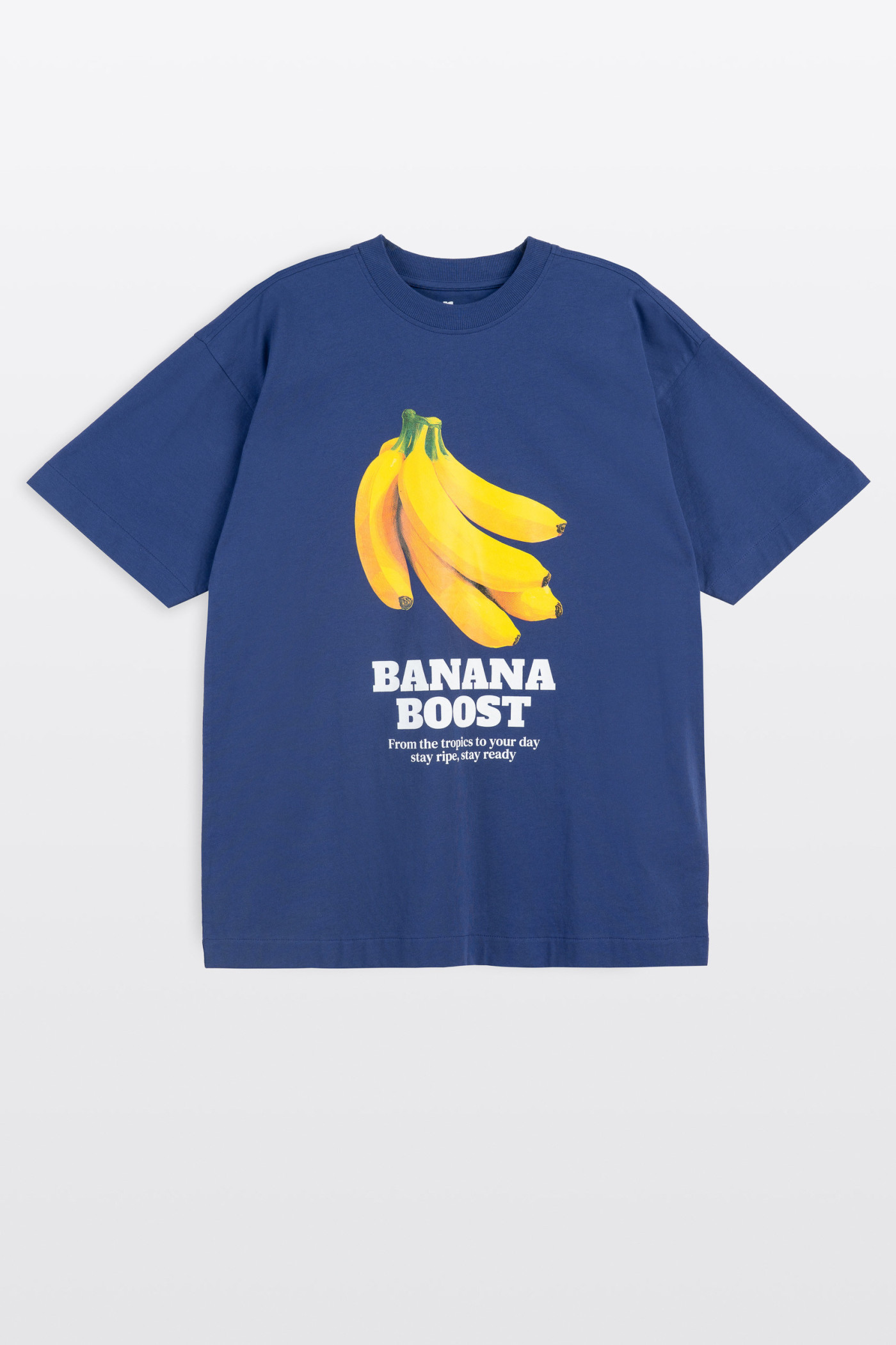 Granatowy t-shirt LOOSE z autorską grafiką z przodu