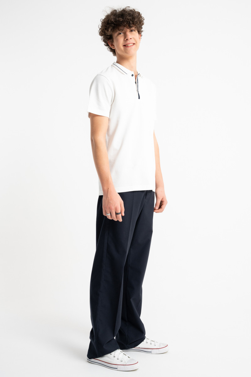 Granatowe spodnie garniturowe REGULAR z kantem