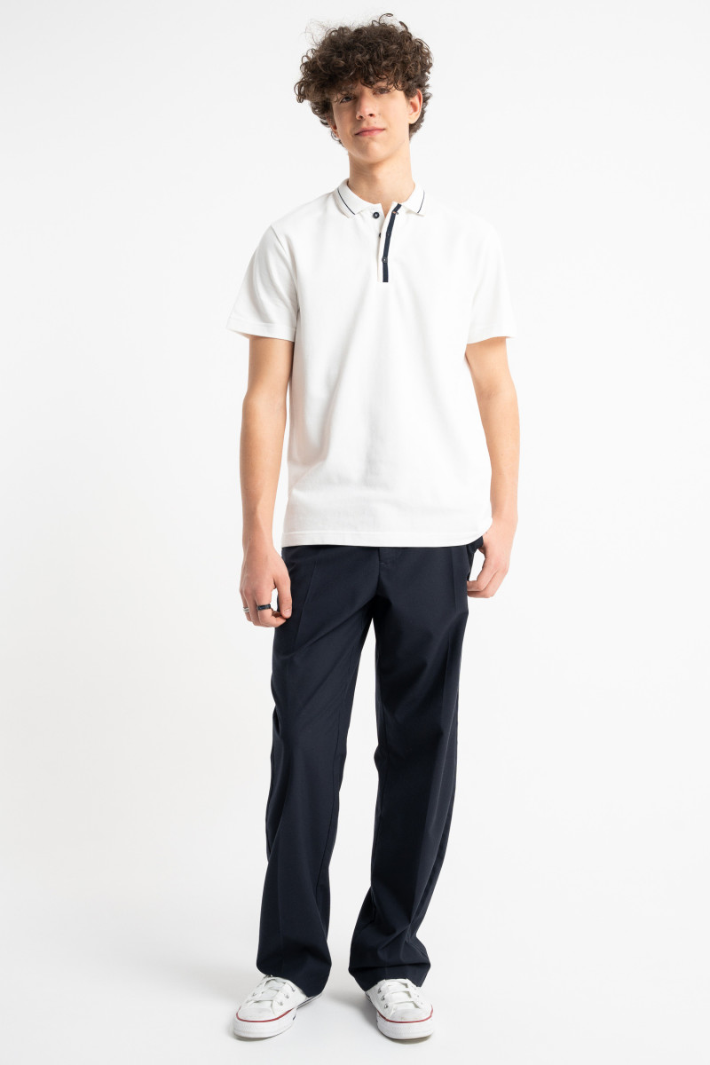 Spodnie chłopięce garniturowe regular z kantem, granatowy