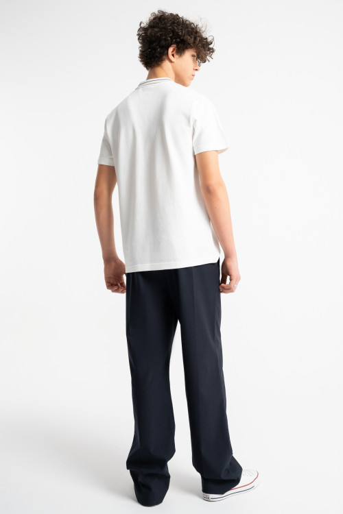 Biała koszulka polo REGULAR z krótkim rękawem z kontrastową lamówką