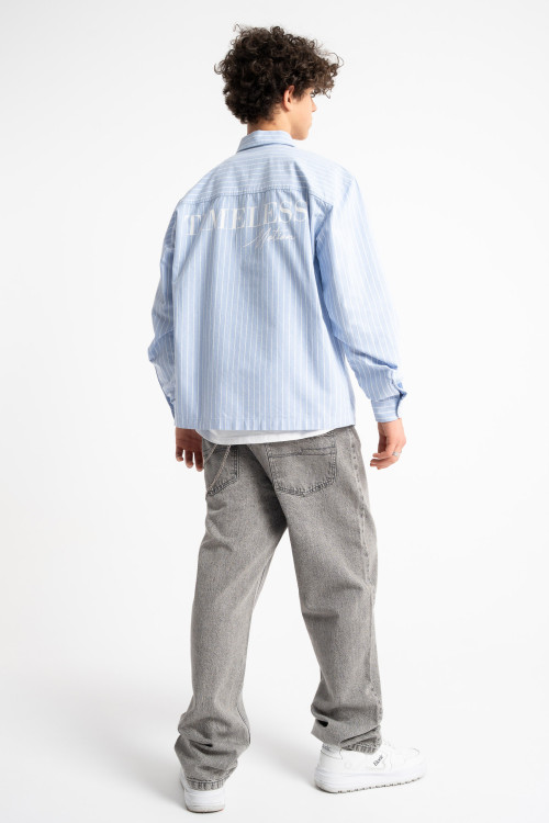 Niebieska koszula w prążki LOOSE z długim rękawem