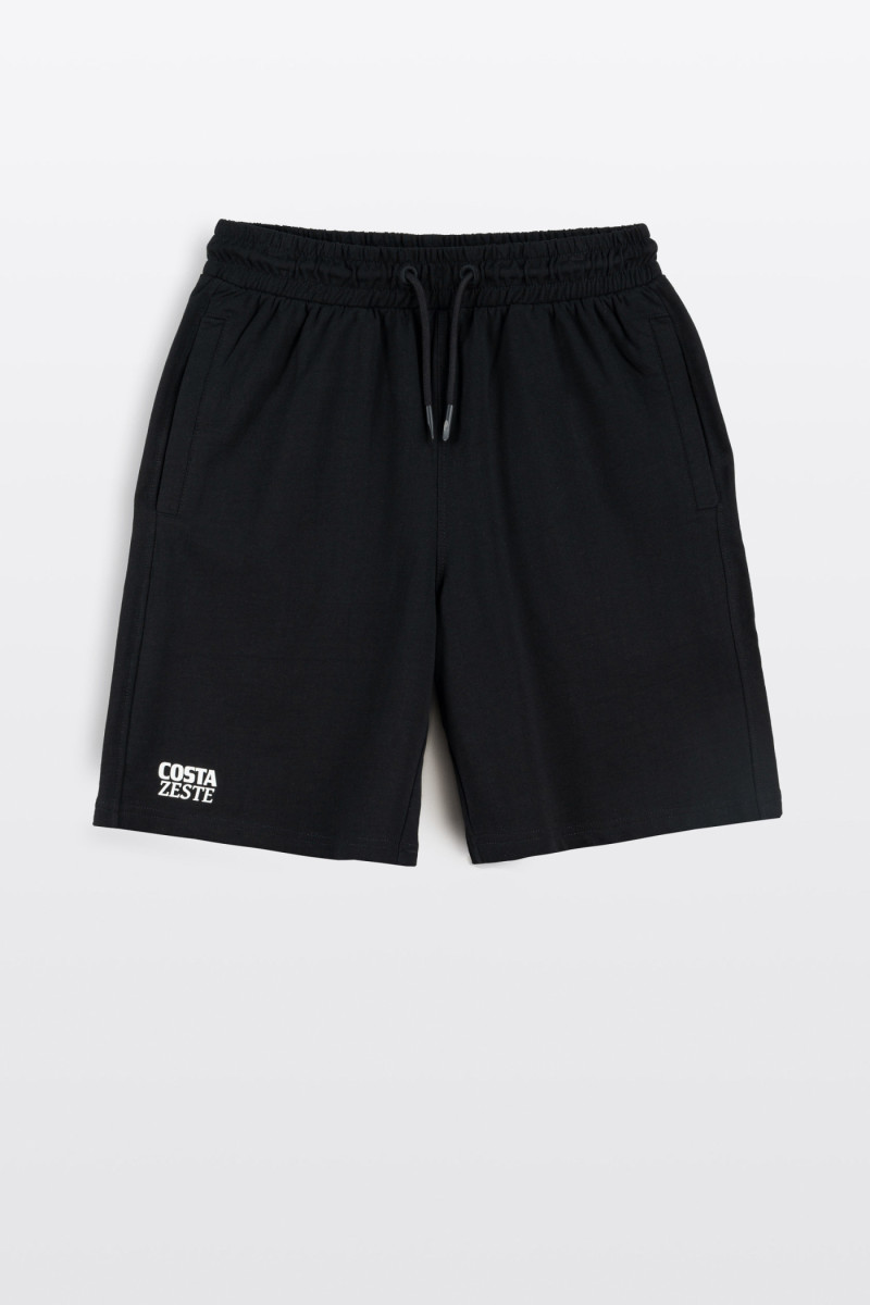 Czarne krótkie spodenki z minimalistycznym nadrukiem