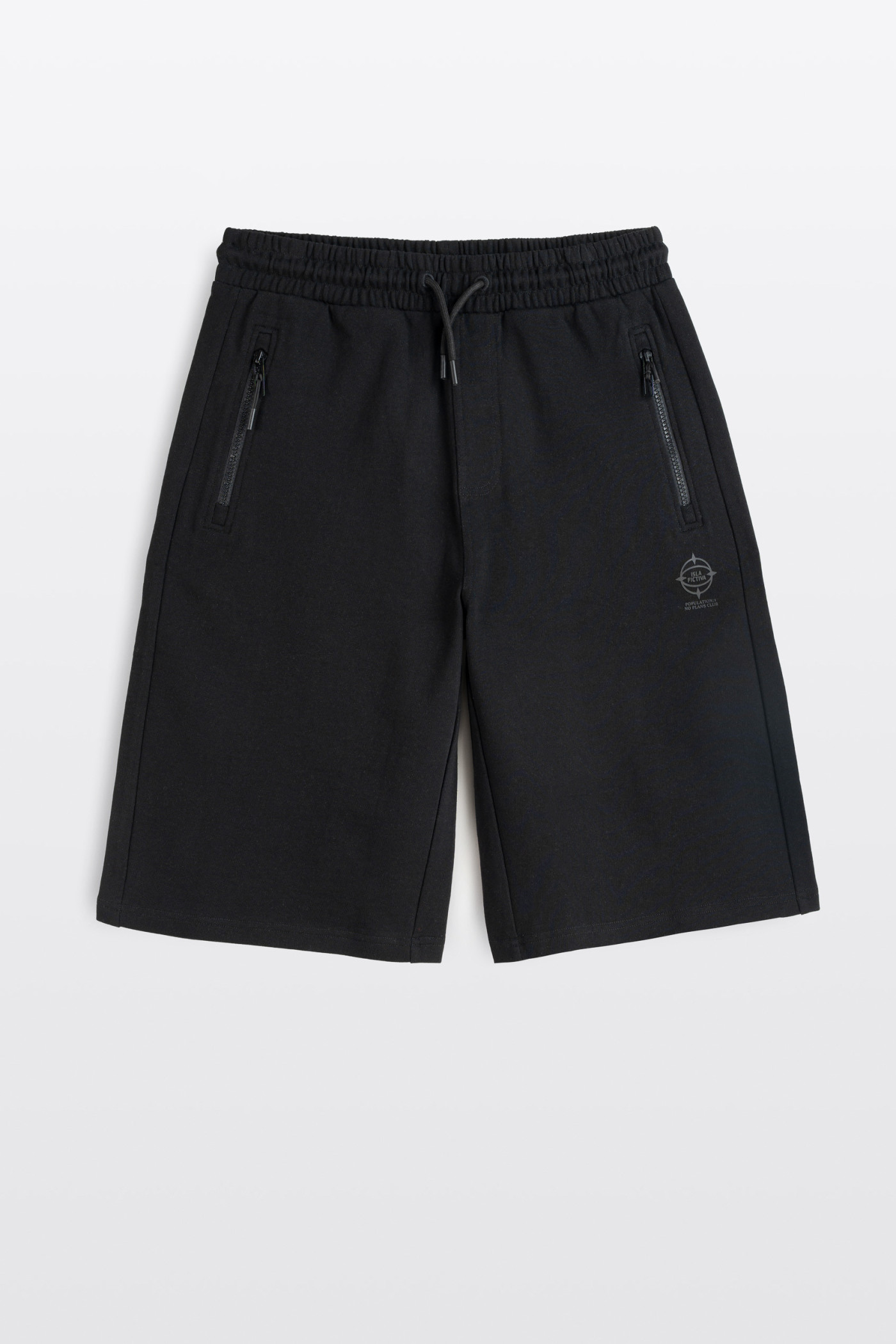 Czarne krótkie spodenki z minimalistycznym nadrukiem