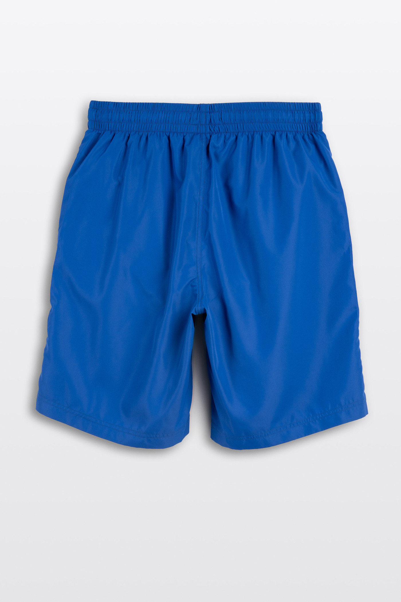 Szare krótkie spodenki z kontrastowymi lampasami z nadrukiem na całości