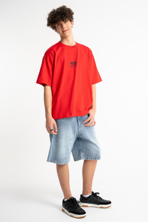 Czerwony t-shirt REGULAR z grafiką z tyłu