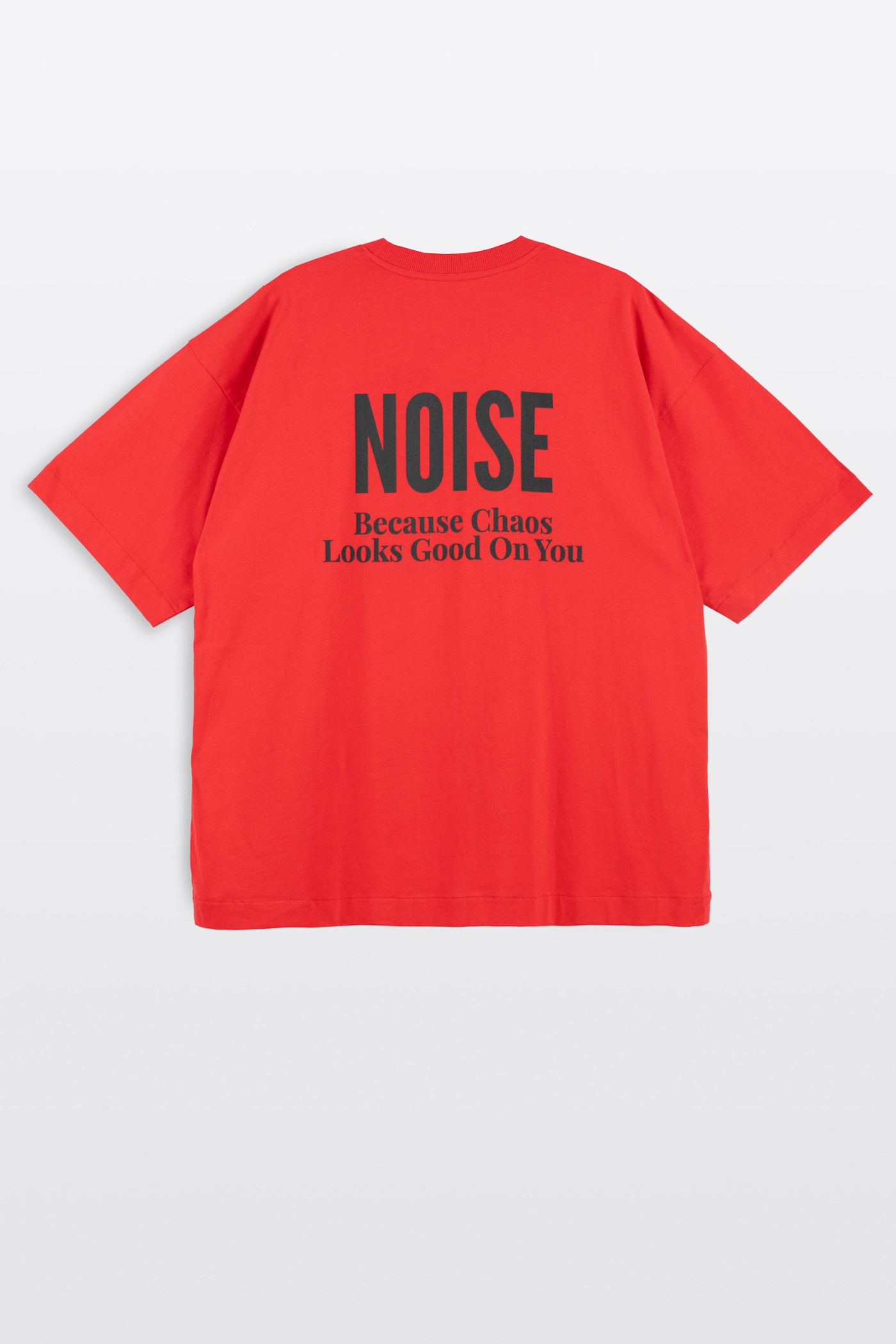 Czerwony t-shirt LOOSE z autorską grafiką z tyłu