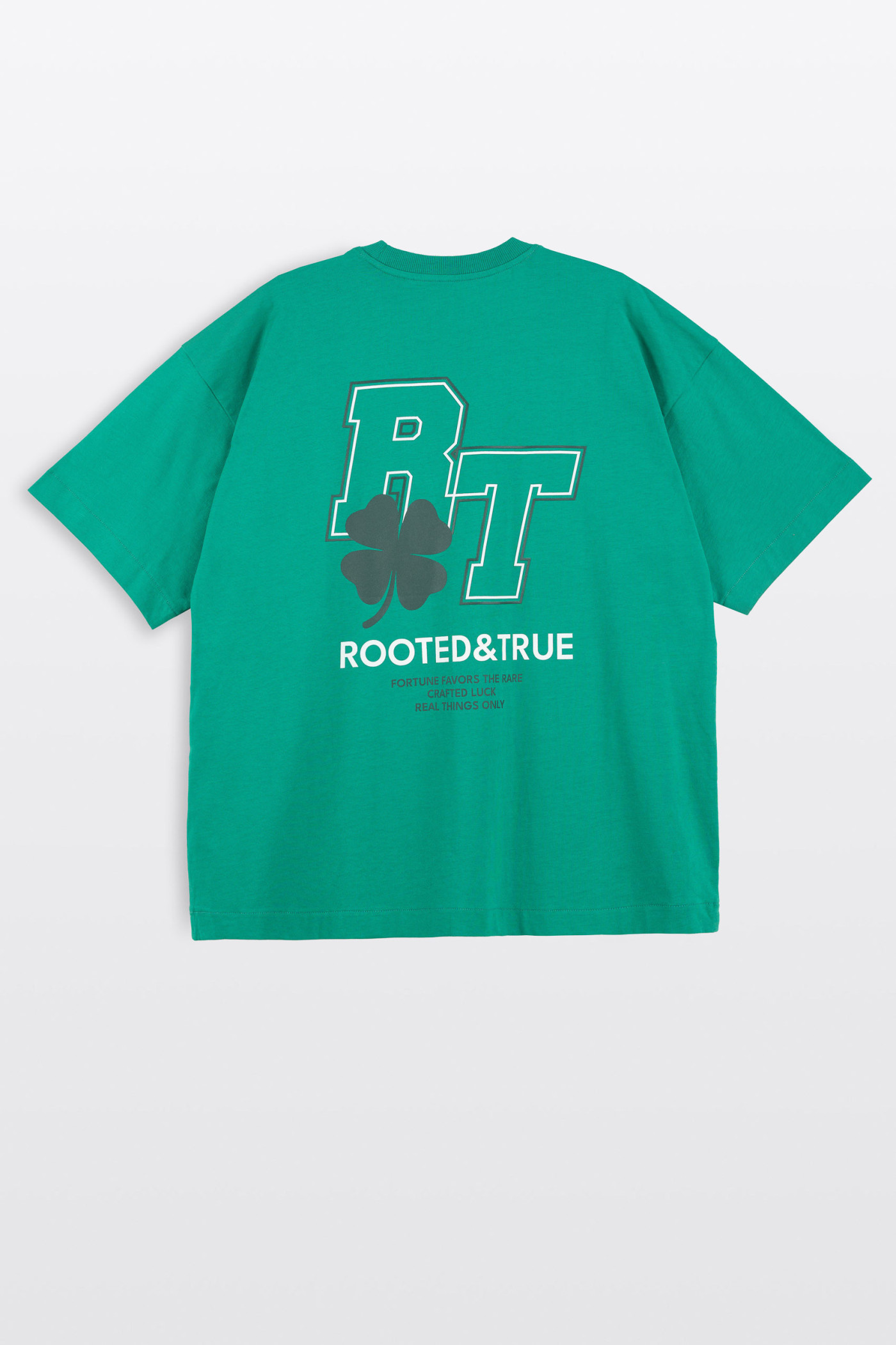Zielony t-shirt REGULAR z autorską grafiką z tyłu