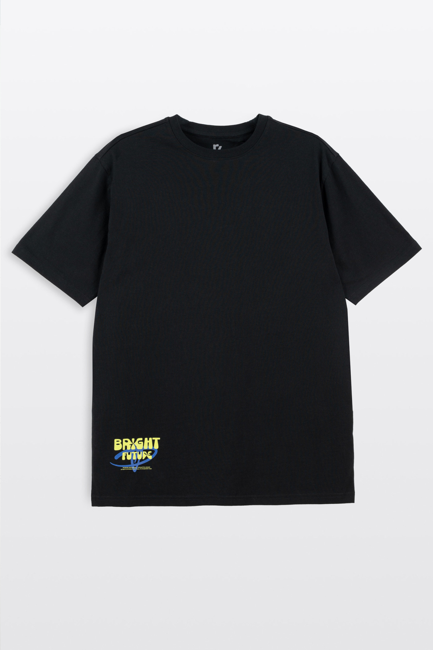 Czarny t-shirt REGULAR z minimalistyczną autorską grafiką z przodu