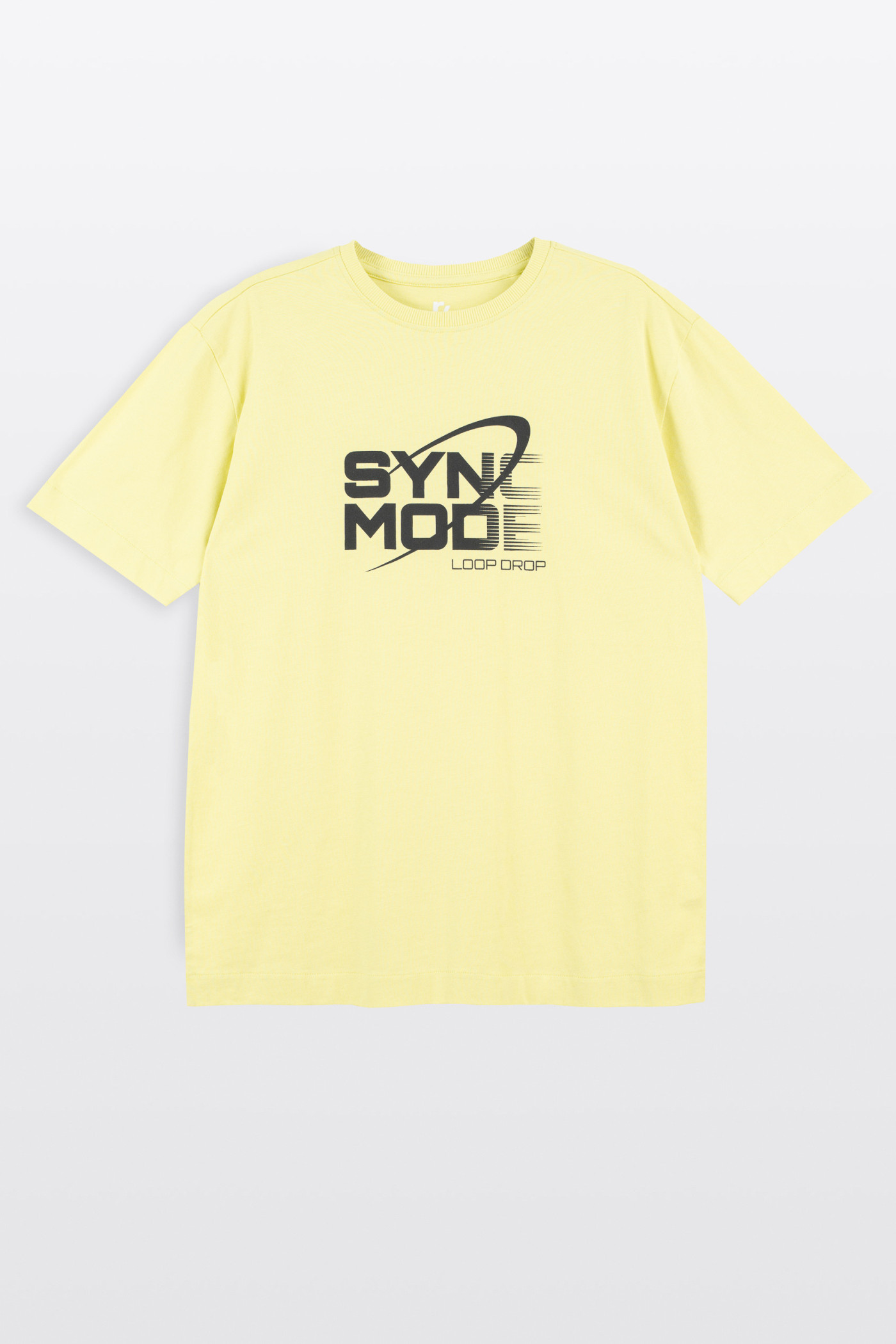Żółty t-shirt LOOSE z autorską grafiką z przodu