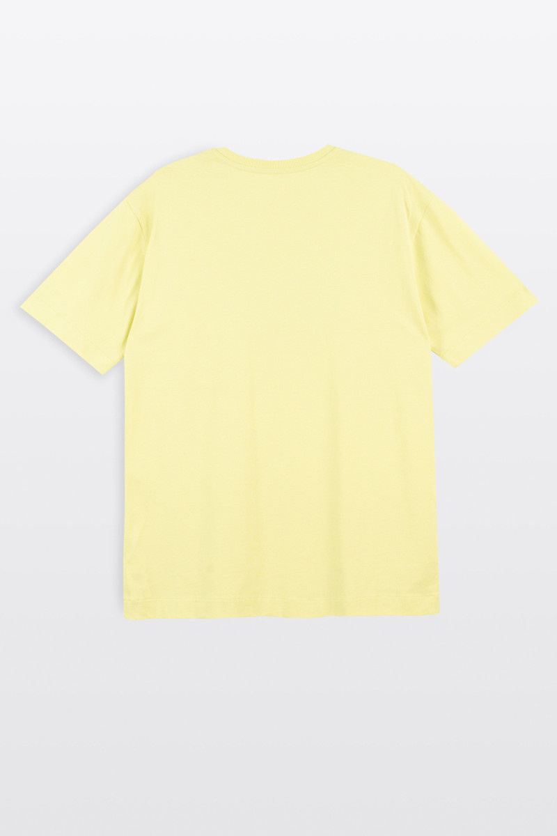 Żółty t-shirt LOOSE z autorską grafiką z przodu