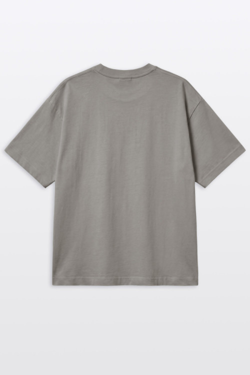 Ciemnobeżowy t-shirt REGULAR z autorską grafiką z przodu