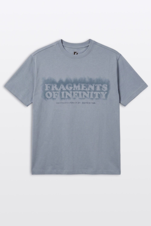 Szary t-shirt REGULAR z autorską grafiką z przodu