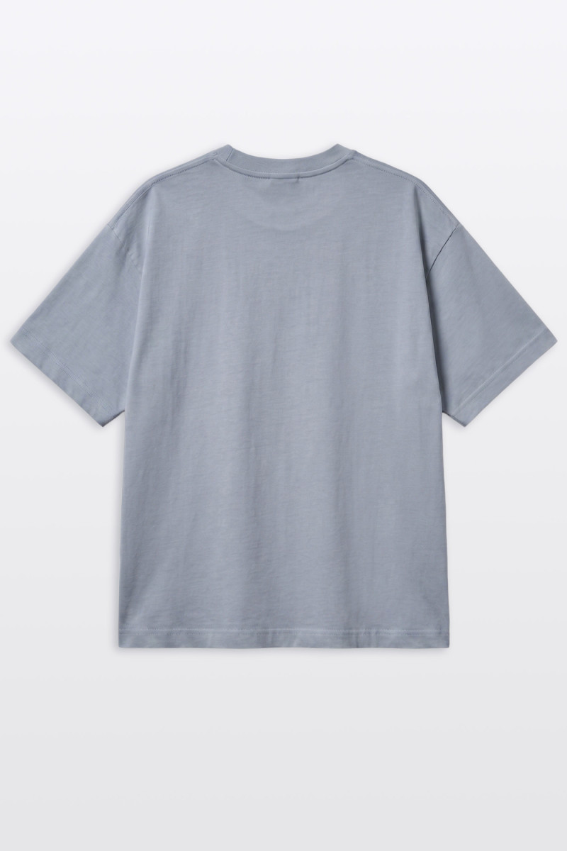 Szary t-shirt REGULAR z autorską grafiką z przodu