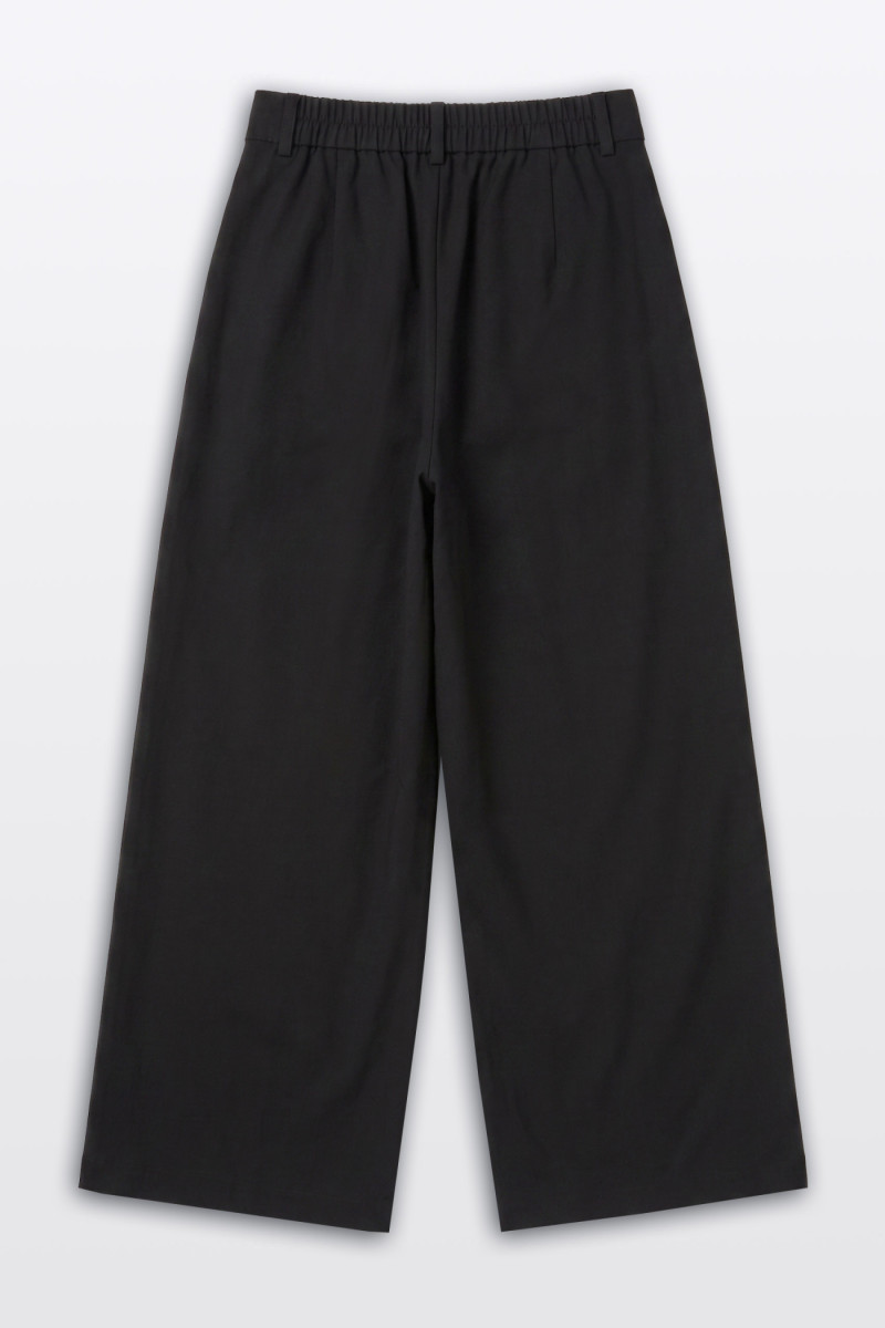 Czarne eleganckie spodnie WIDE LEG z ozdobną kokardką