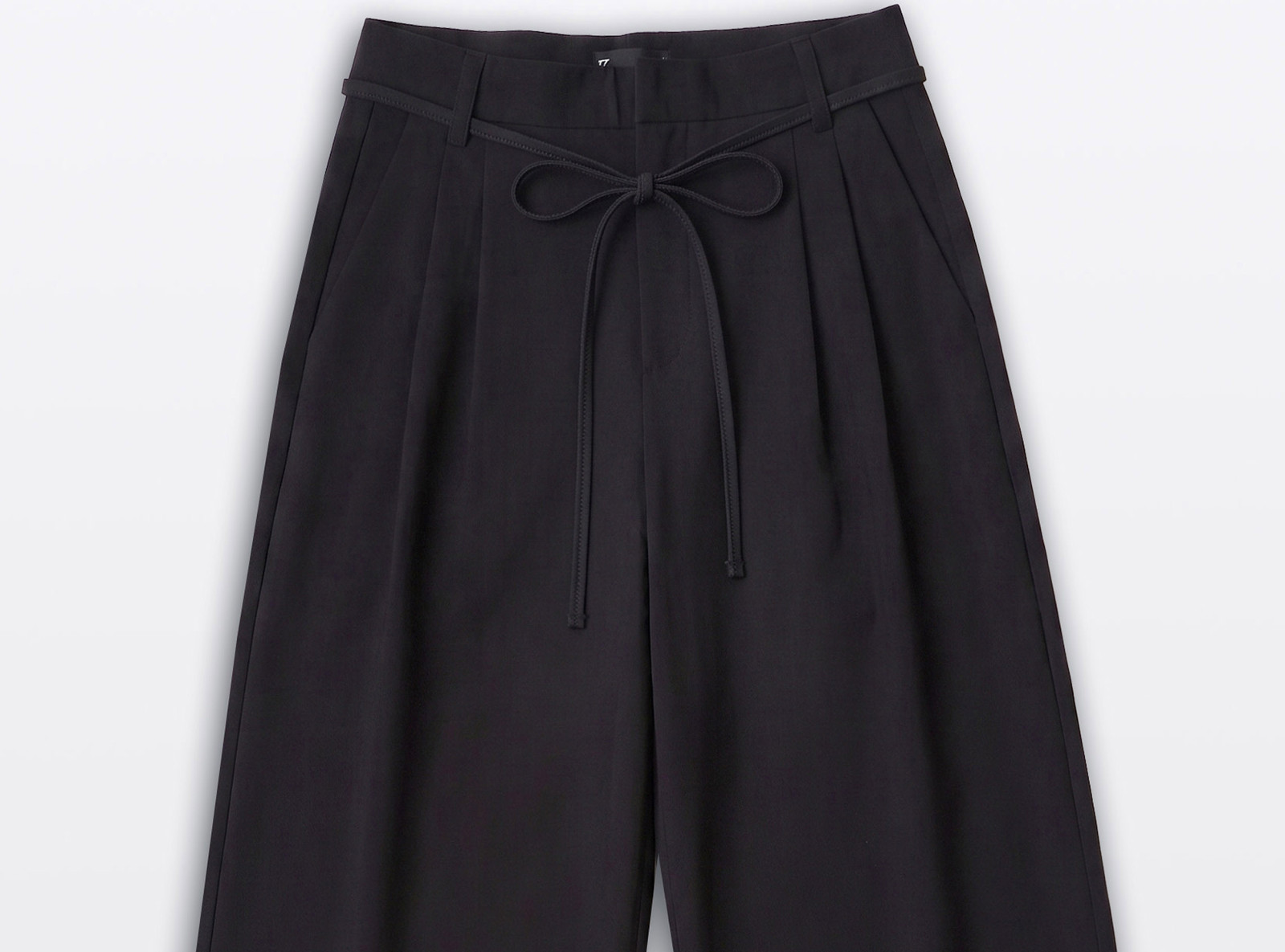 Czarne eleganckie spodnie WIDE LEG z ozdobną kokardką