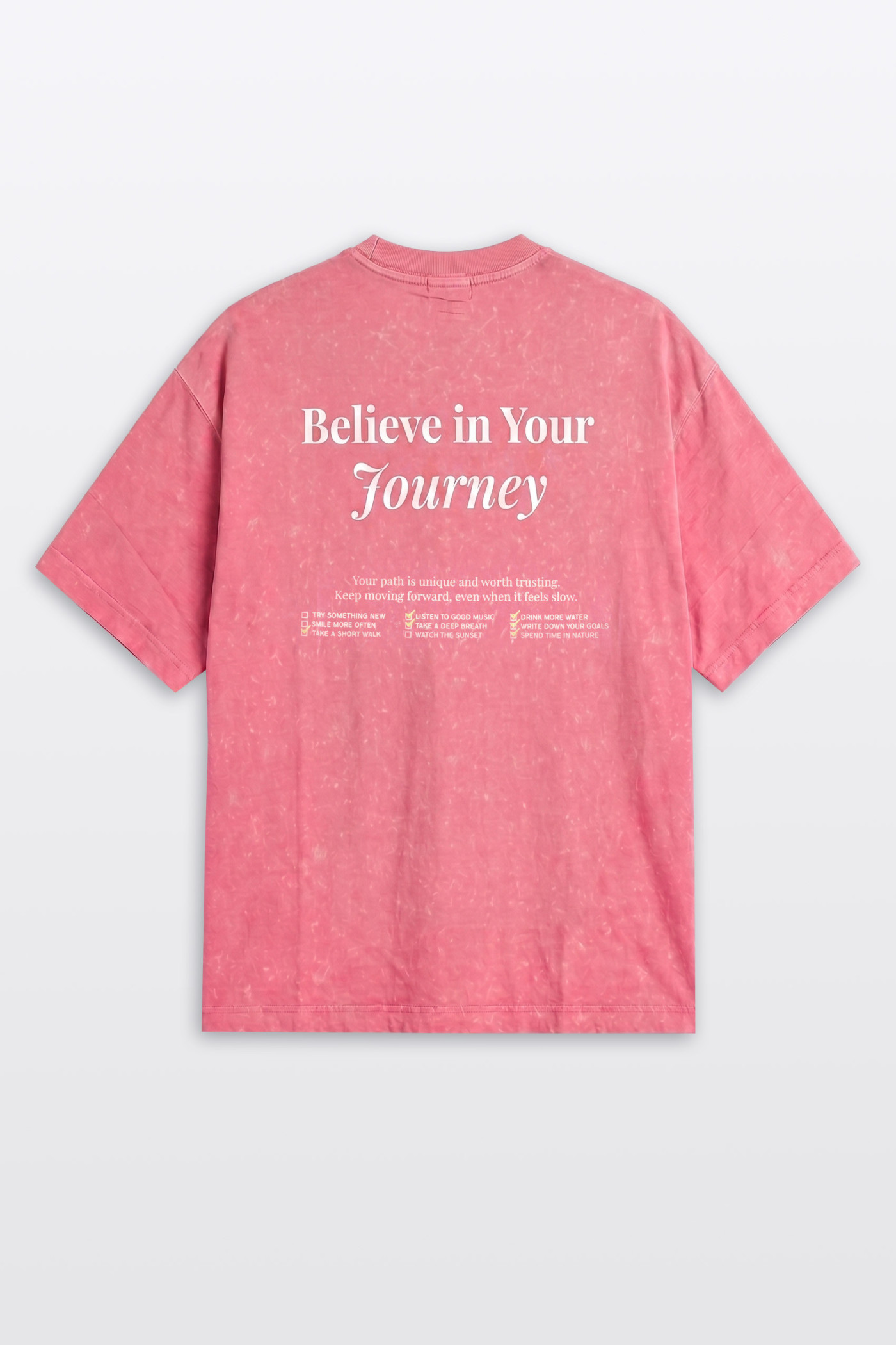 Różowy t-shirt OVERSIZE z nadrukiem z tyłu