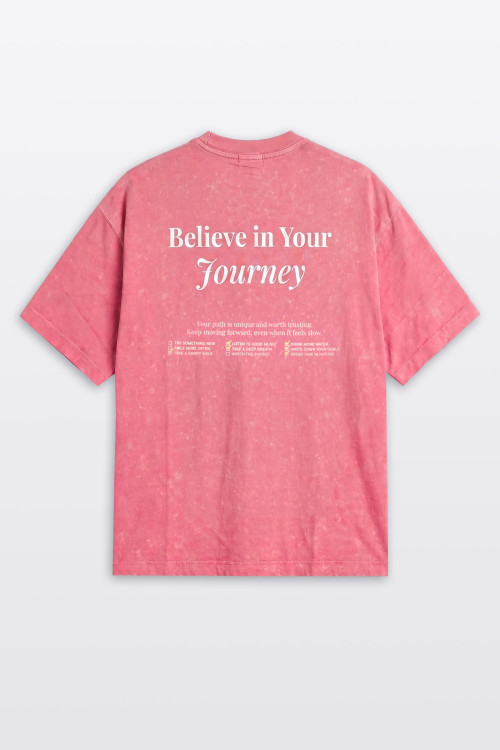 Różowy t-shirt OVERSIZE z nadrukiem z tyłu