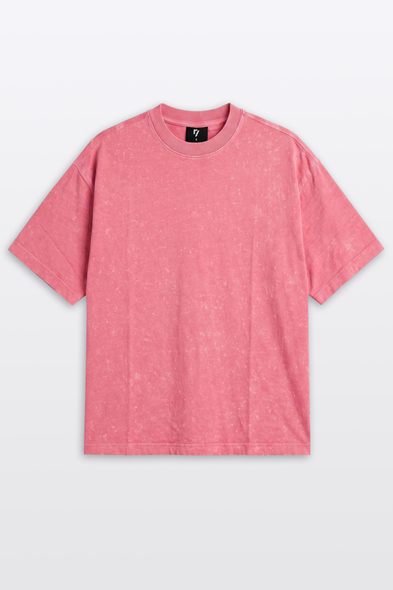 Różowy t-shirt OVERSIZE z nadrukiem z tyłu