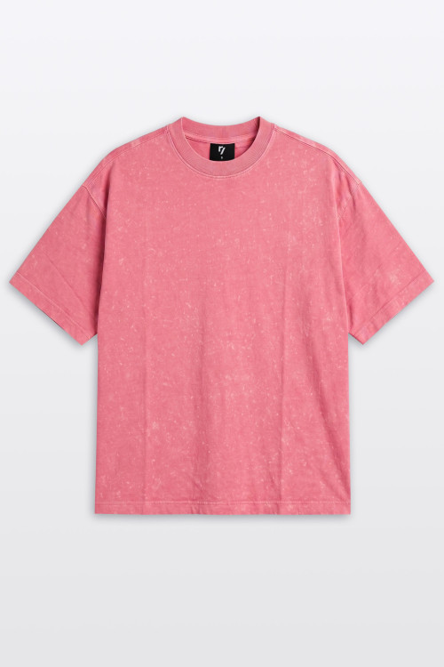 Różowy t-shirt OVERSIZE z nadrukiem z tyłu