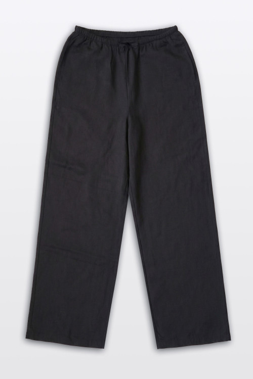 Czarne eleganckie spodnie WIDE LEG z gumą w pasie