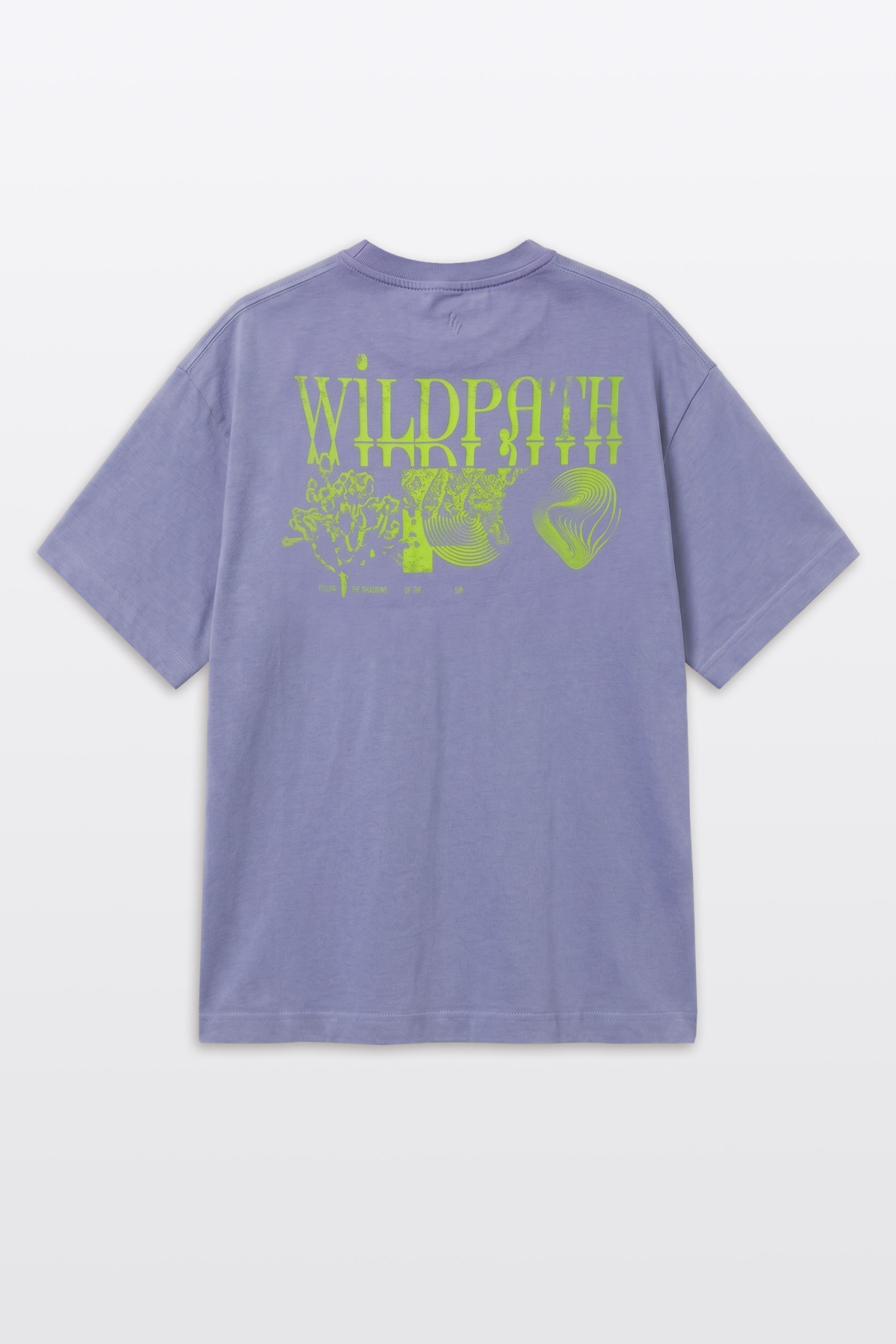 Fioletowy t-shirt LOOSE z autorską grafiką z tyłu