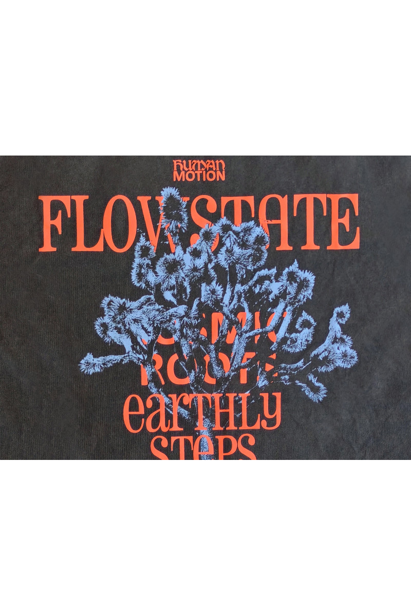 Ciemnoszary t-shirt LOOSE z efektem sprania z autorską grafiką z tyłu