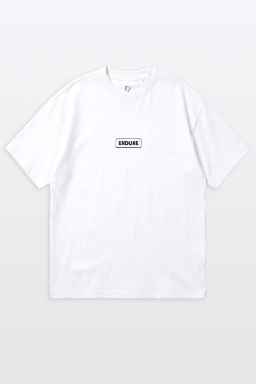 Biały t-shirt LOOSE z autorska grafiką z tyłu