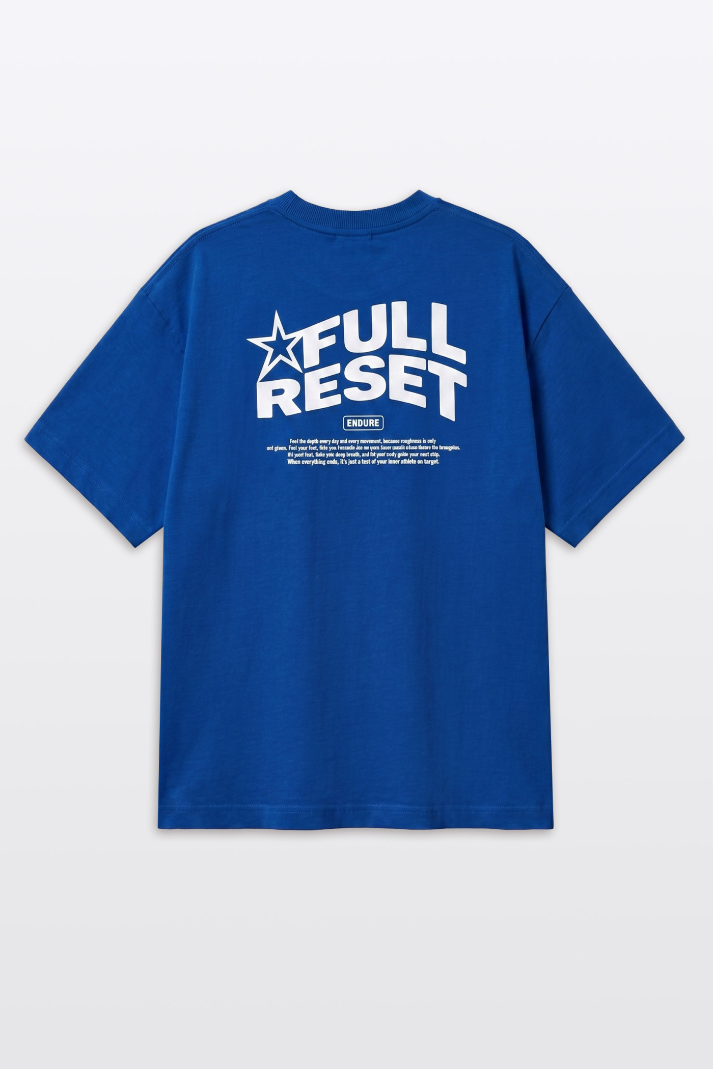 Niebieski t-shirt LOOSE z autorską grafiką z tyłu