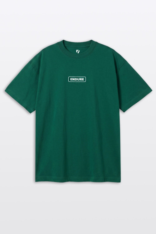 Zielony t-shirt LOOSE z autorską grafiką z tyłu