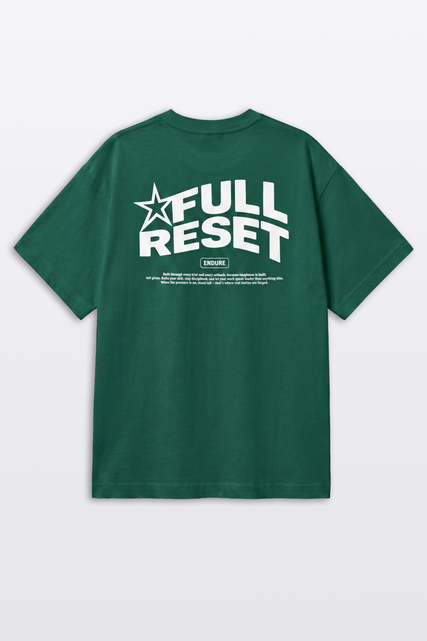 Zielony t-shirt LOOSE z autorską grafiką z tyłu