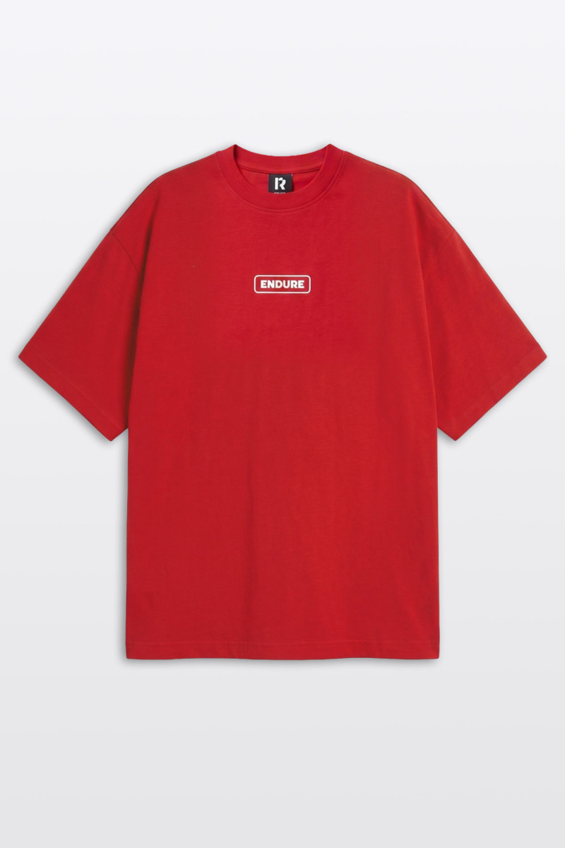 Czerwony t-shirt LOOSE z autorską grafiką z tyłu