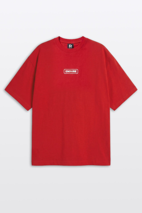Czerwony t-shirt LOOSE z autorską grafiką z tyłu
