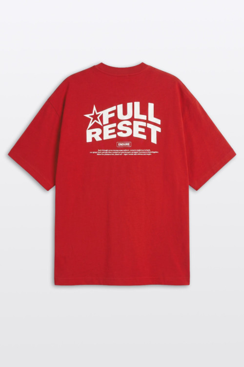 Czerwony t-shirt LOOSE z autorską grafiką z tyłu