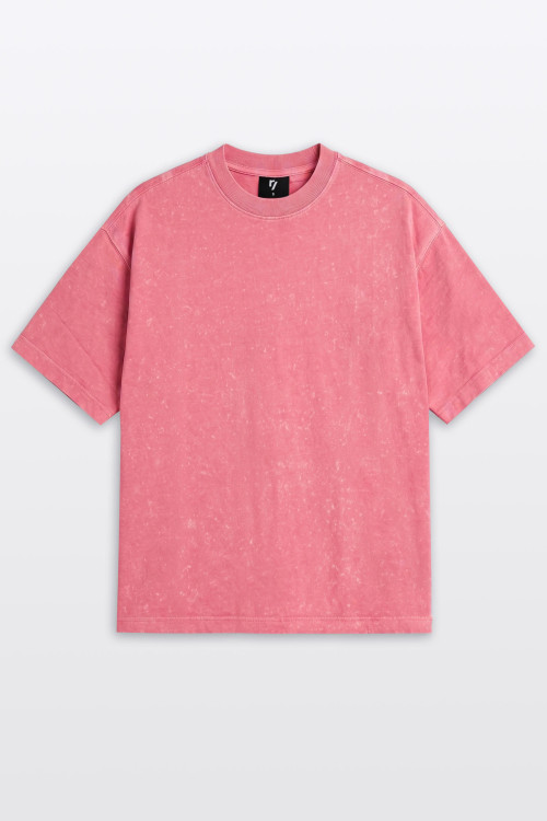 Różowy t-shirt OVERSIZE z nadrukiem z tyłu