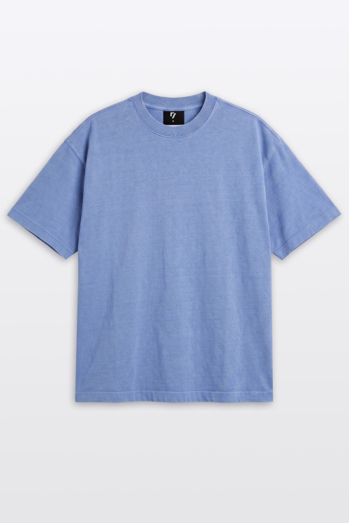 Niebieski t-shirt OVERSIZE z nadrukiem z tyłu