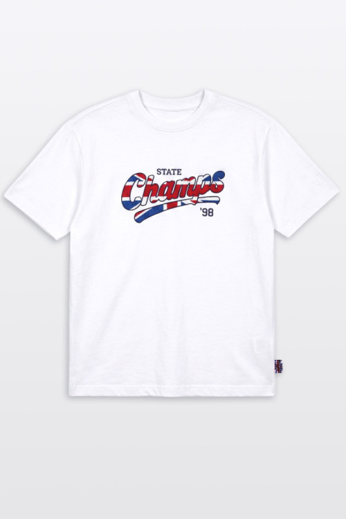 Biały t-shirt REGULAR z autorska grafiką z przodu