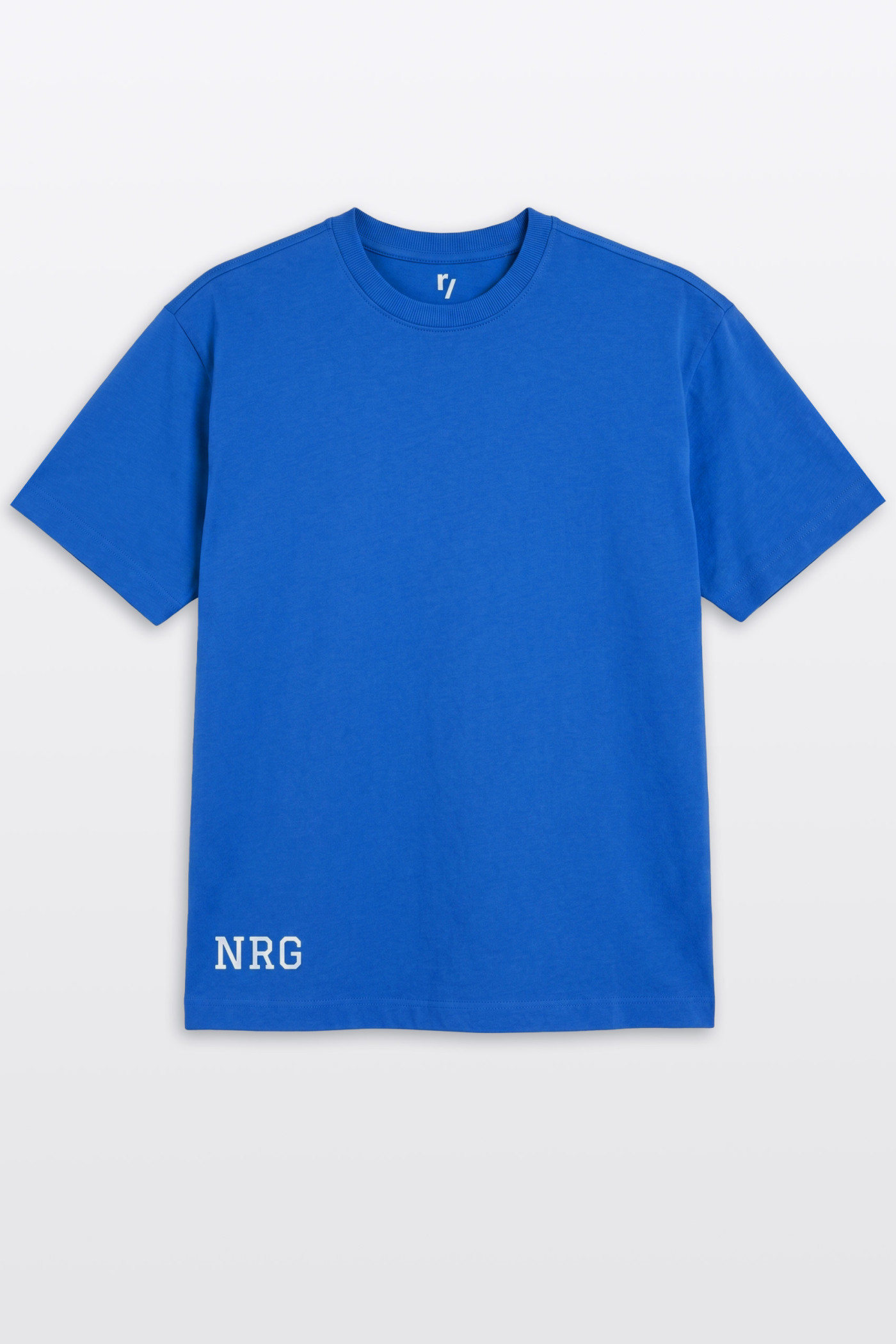 Niebieski t-shirt REGULAR z autorską grafiką z tyłu
