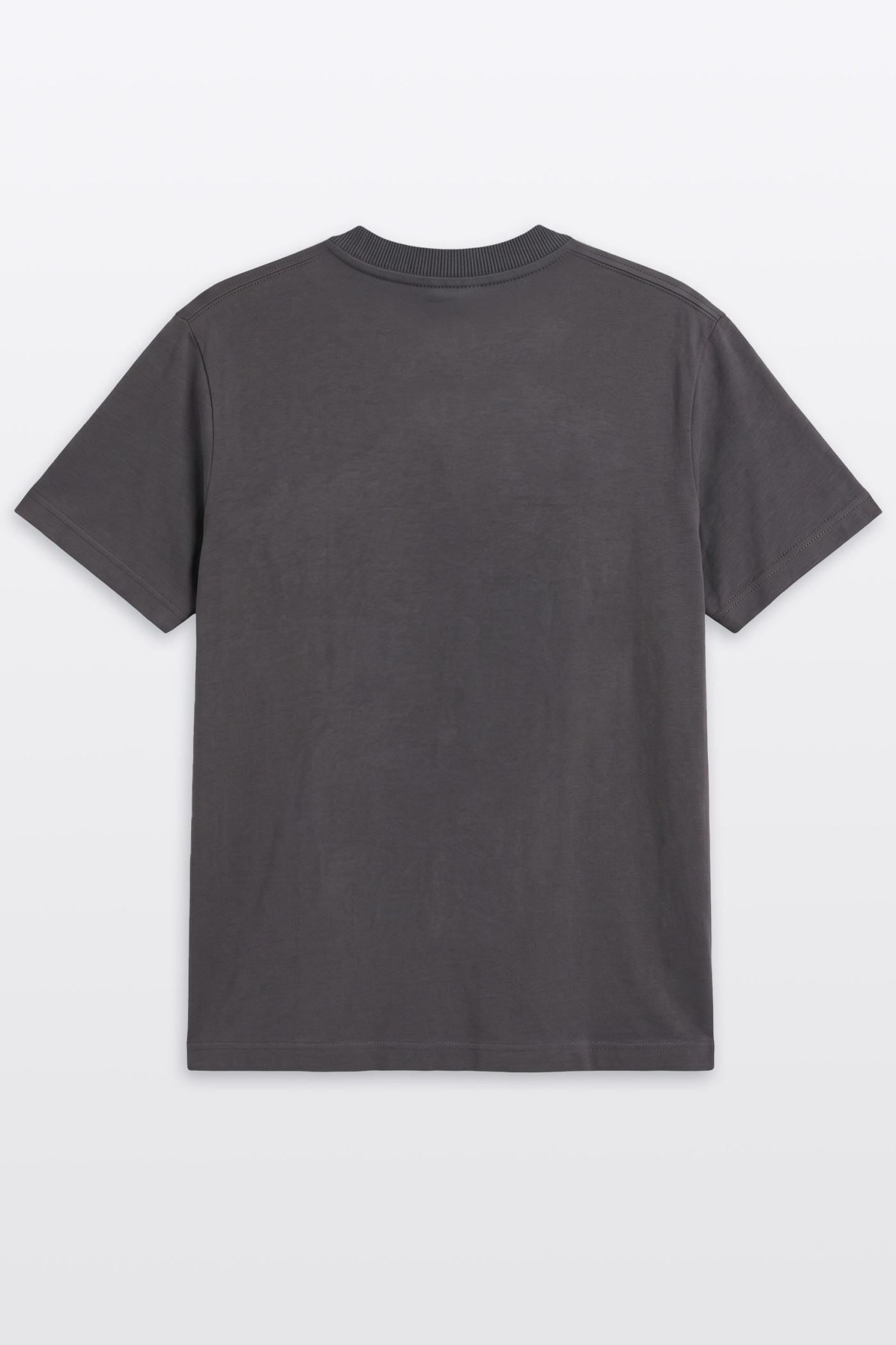 Ciemnoszary t-shirt LOOSE z efektem sprania z autorską grafiką z przodu