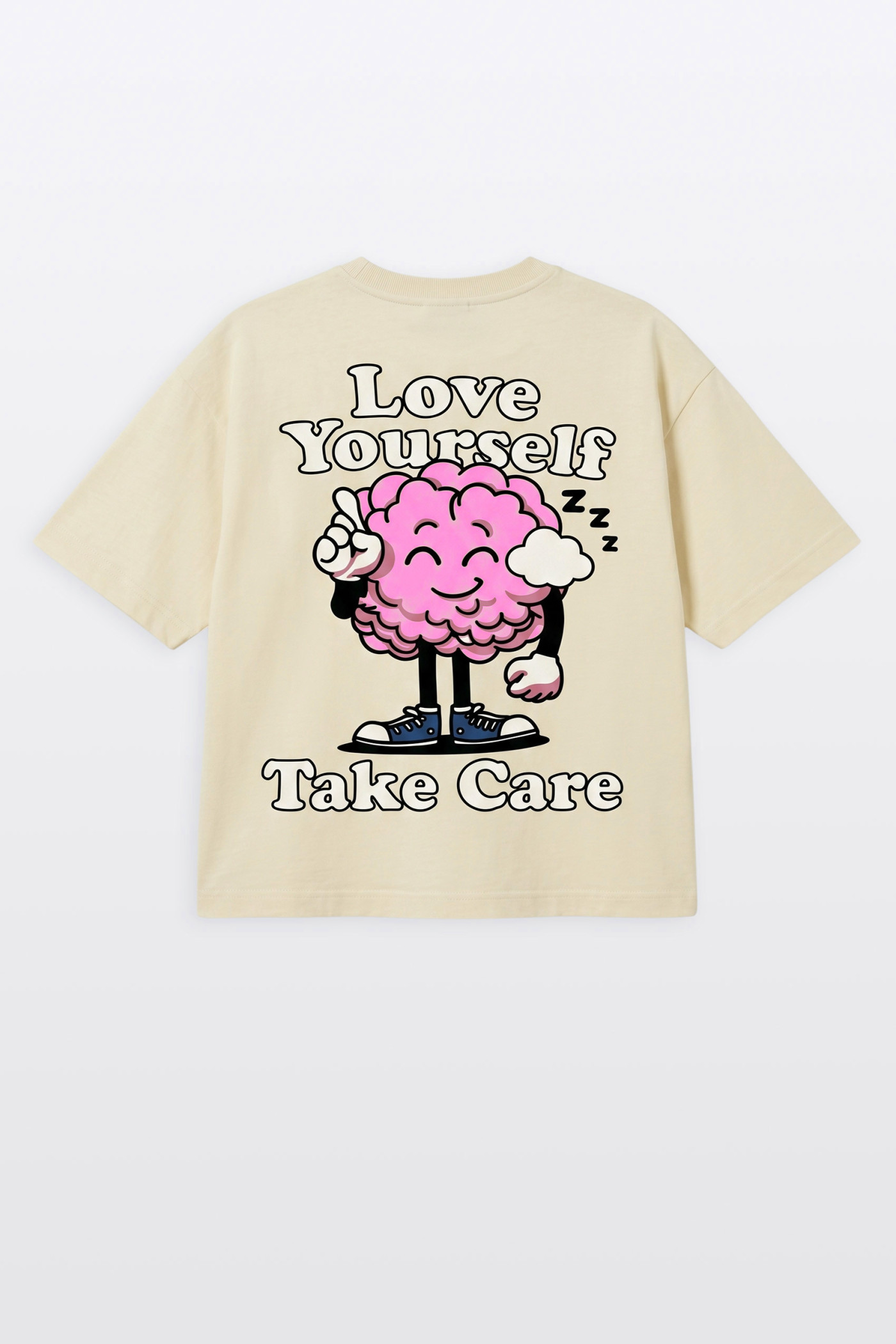 Żółty t-shirt BOXY z autorską grafiką z tyłu
